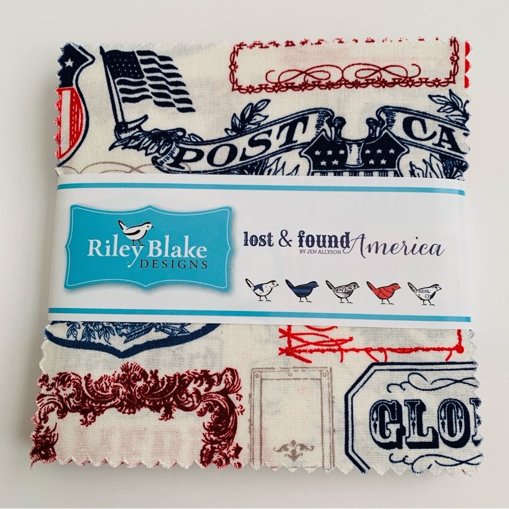 RILEY BLAKE DESIGNS Lost & Found America 5” Square Stacker Charm Pack Fabric NWT - Picture 2 of 14